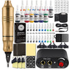 Professional Tattoo Machine Pen Kit DC Jack Rotary Tattoo Machine Gun with Power Supply Cartridge Needles Tattoo Beginner Sets