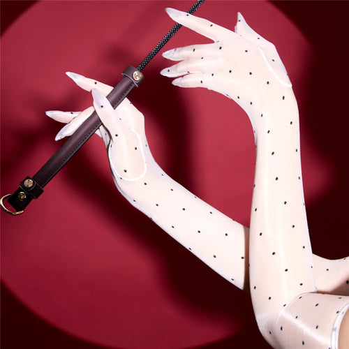 Ultra-Thin 1D Dot Oil Shiny Opera Length Gloves Sheer Glossy Performance Gloves