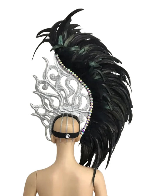 The Stardust Samba Radiance – Elegant Feathered Stage & Carnival Headdress