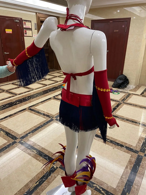 Regal Feathered Backpiece and Rhinestone Costume Set