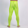Men's Oil Glossy Sheer High-Stretch Pencil Pants Satin Smooth Leggings