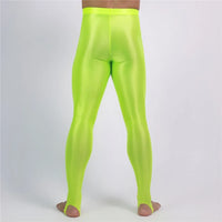 Men's Oil Glossy Sheer High-Stretch Pencil Pants Satin Smooth Leggings