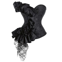 Victorian Ruffle Floral Lace Overbust Corset Bustier Body Shaper Top