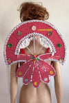 Sequined Butterfly-Style Costume Backpiece with Draped Chain