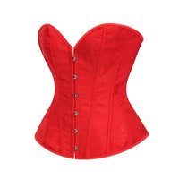 Victorian Floral Jacquard Overbust Corset Front Busk Lace-Up Bustier Top