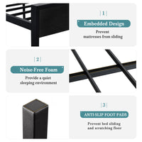 HOOMIC Platform Bed Frame with Rustic Wooden Headboard and Footboard, Heavy Duty 12 Metal Slats Strong Support Allewie