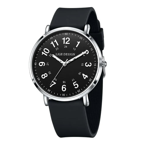 Women's Pink Silicone Watch Large Dial Rose Gold Minimal