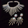 Rhinestone Tassel Necklace & Earring Set