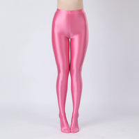 Oil Glossy High-Stretch Satin Pencil Pants & Leopard Print Leggings