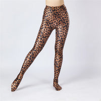 Oil Glossy High-Stretch Satin Pencil Pants & Leopard Print Leggings