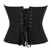 Black Striped Overbust Corset Top Zipper Front Lace-Up Bustier Body Shaper