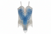 Rhinestone Fringe Bodysuit with Deep V Mesh Insert