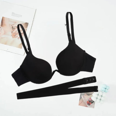 Women Low Cut Push Up Bra Sexy Backless Underwear Deep V Cross Back Bras Female Breathable Intimates Seamless Convertible Bra