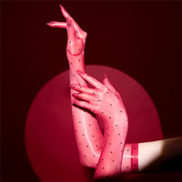 Ultra-Thin 1D Dot Oil Shiny Opera Length Gloves Sheer Glossy Performance Gloves