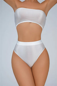 High-Waist Oil Glossy Sheer G-String Thong Satin Smooth Seamless Briefs