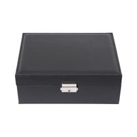 Jewelry Box Double Lock Leather Jewelry Box PVC Large Storage Case Ring Box Organizer Classic Jewelry Display Case Holder