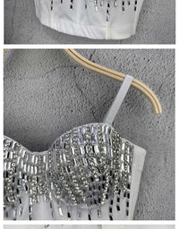 Crystal Beaded Bustier Corset Crop Top Nightclub Party Bralette