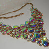 AB Rhinestone Flower Choker Necklace