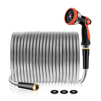 100/50/25FT Stainless Steel Garden Water Hose Mutifunctional Household Car Washing Yard Water Sprayer Pipe Tube Nozzle Sprinkle