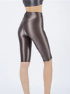 Oil Glossy High-Stretch Knee-Length Shorts Satin Shine Performance Biker Shorts