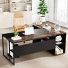 Tribesigns 71 inch Executive Desk, L Shaped Desk with Cabinet Storage, Executive Office Desk with Shelves