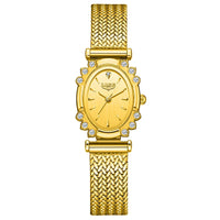 Women's Oval Quartz Watch Vintage Mesh Bracelet Blue Dial