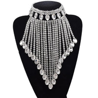 Rhinestone Tassel Fringe Necklace