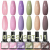 6Pcs/ Set Macaron Series Gel Nail Polish For Nails Glitter Nude Pink Blue Purple Hybrid Nail Art Gel Varnish Soak Off UV Gel Kit