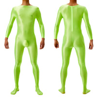 Candy Color Oil Glossy Full-Body Shaping Bodysuit Satin Smooth Leotard