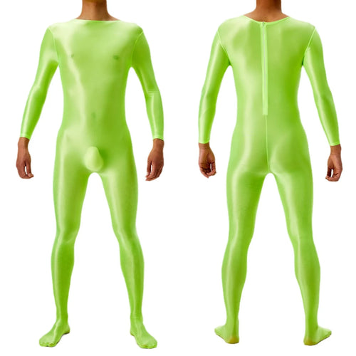 Candy Color Oil Glossy Full-Body Shaping Bodysuit Satin Smooth Leotard