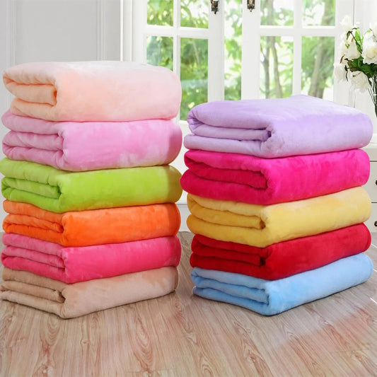 Winter Fuzzy Flannel Blanket Fluffy Warm Soft Sofa Cover Solid Color Bed Sheet Coral Fleece Plush Blankets Office Nap Blanket