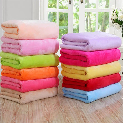 Winter Fuzzy Flannel Blanket Fluffy Warm Soft Sofa Cover Solid Color Bed Sheet Coral Fleece Plush Blankets Office Nap Blanket