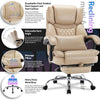 High Back Massage Reclining Office Chair with Footrest - Executive Computer Home Desk Massaging Lumbar Cushion, Adjustable Angle