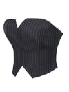 Black Striped Overbust Corset Top Zipper Front Lace-Up Bustier Body Shaper