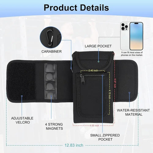 Magnetic Gym Water Bottle Bag Holder, Built-in Magnet for Easy Attachment to Metal Surface, Magnetic Bottle Sleeve Pouch