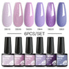 6Pcs/ Set Macaron Series Gel Nail Polish For Nails Glitter Nude Pink Blue Purple Hybrid Nail Art Gel Varnish Soak Off UV Gel Kit