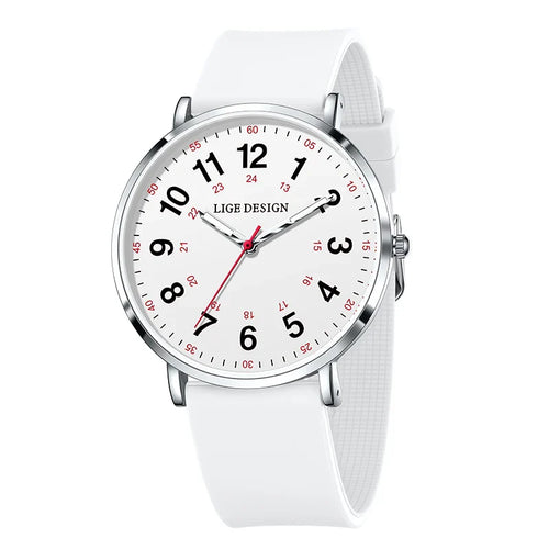 Women's Pink Silicone Watch Large Dial Rose Gold Minimal