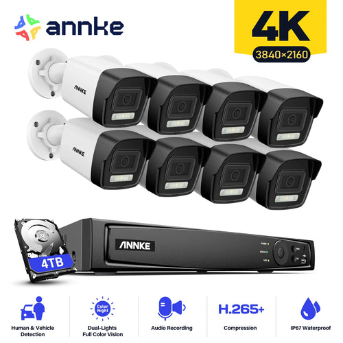 ANNKE H800 8CH 4K Ultra HD POE Network Video Security System 8MP H.265+ NVR 30M EXIR Night Vision Outdoor IP Camera CCTV Set Kit