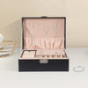 Jewelry Box Double Lock Leather Jewelry Box PVC Large Storage Case Ring Box Organizer Classic Jewelry Display Case Holder