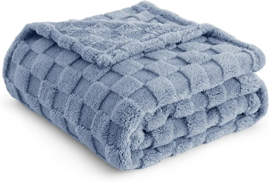 Bedsure Ashley Blue Fleece Blanket for Couch - Super Soft Cozy King Blankets for Women, Cute Small Flaked for Girls, дюйми