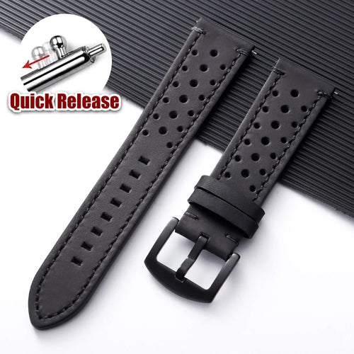 Polar Watch Band Quick Release Leather Strap Handmade Breathable Porous Cowhide