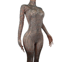 Geometric Rhinestone Illusion Bodysuit