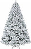 7.5 ft Prelit Snow Flocked Christmas Tree, Artificial Christmas Tree with Pine Cones and Berries, 450 Color Changing LED Lights