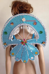 Sequined Butterfly-Style Costume Backpiece with Draped Chain