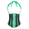 Gothic Striped Satin Halter Underbust Corset Vest 12 Spiral Steel Bones Bustier
