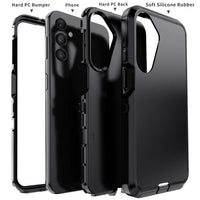 Black For Samsung Galaxy A16 5G Case Heavy Duty Shockproof Hard Protective Rugged Hybrid 3in1 Layers Cover