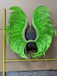 The Stardust Vertigo – Emerald Green Feathered Carnival & Samba Headdress