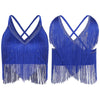 V-Neck Crisscross Back Tassel Fringe Crop Top Latin Salsa Dance Costume