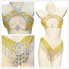 Sparkly Samba Carnival Stone Wire Bra & Thong Two-Piece Stage Costume Set