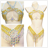 Sparkly Samba Carnival Stone Wire Bra & Thong Two-Piece Stage Costume Set